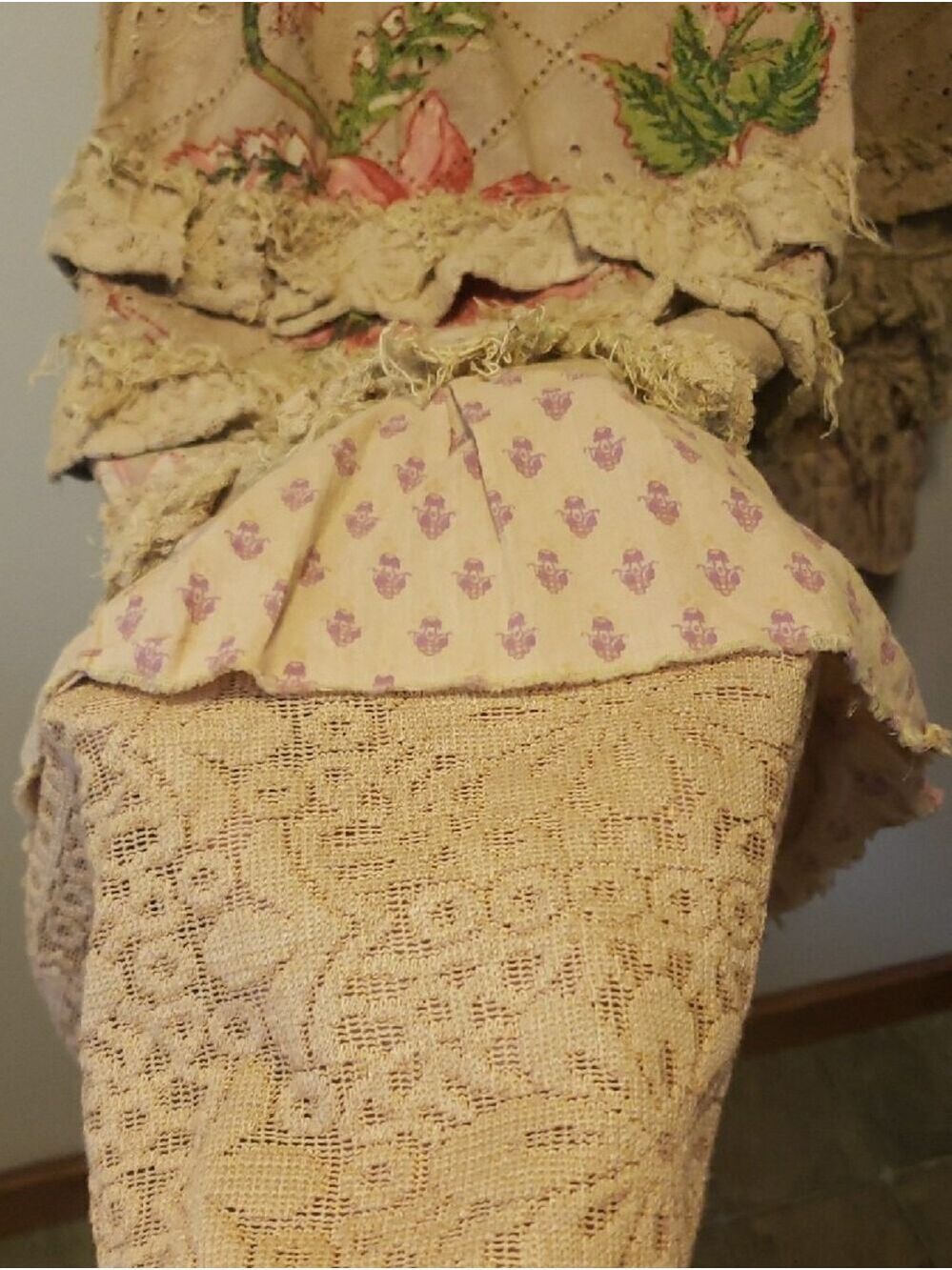 A Rare Bird NWT 100% Cotton Women's Wide Leg Boho Ruffle Pants - Beige Floral - Picture 5 of 13
